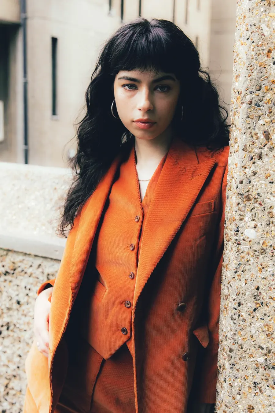 Burnt orange three-piece suit